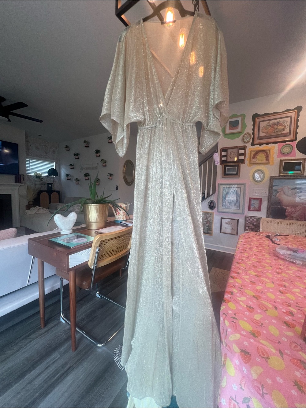 Lulu's Shimmery Champagne Gold Dress